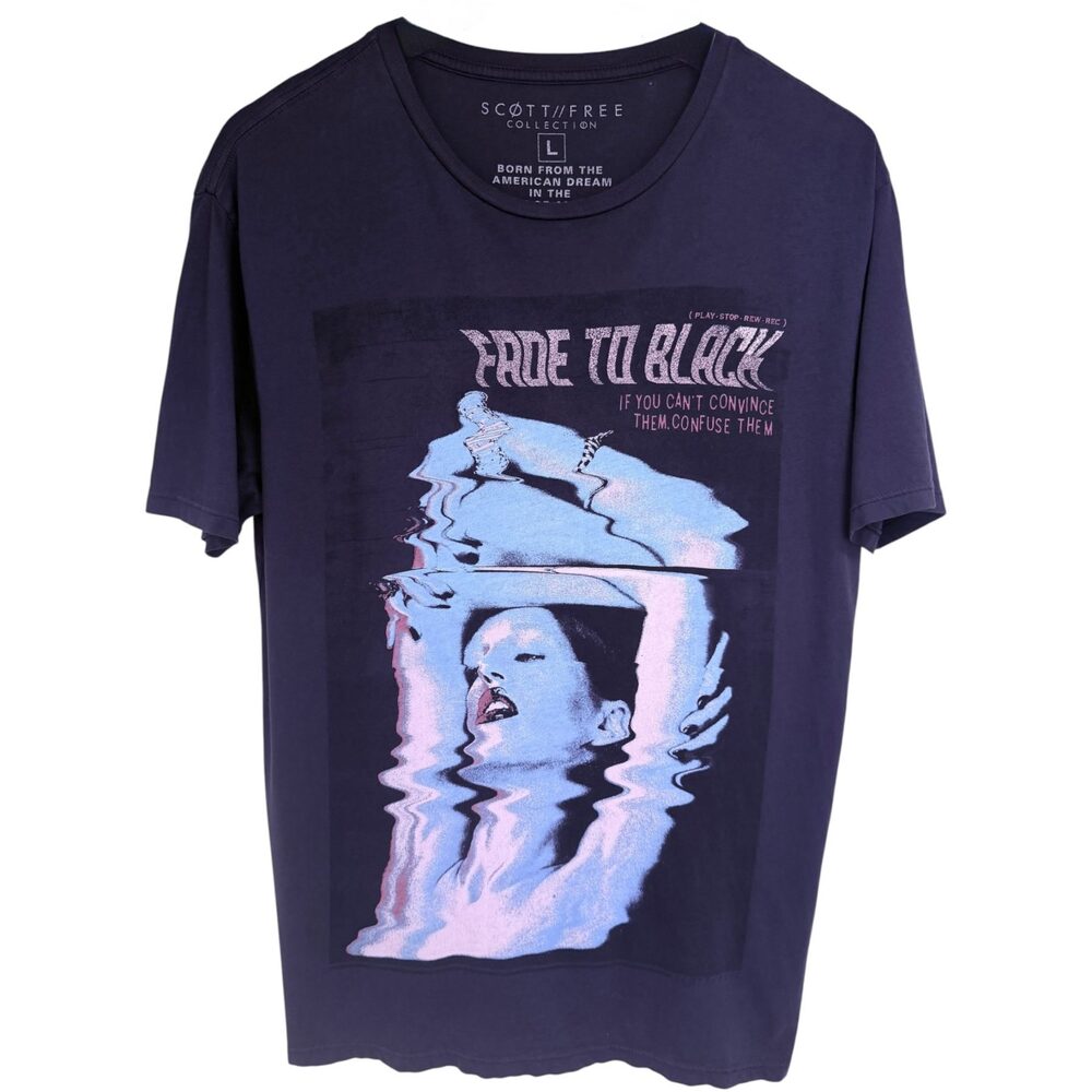 SCØTT//FREE Collection Mens Crewneck T-Shirt L Black Blue and Pink USA